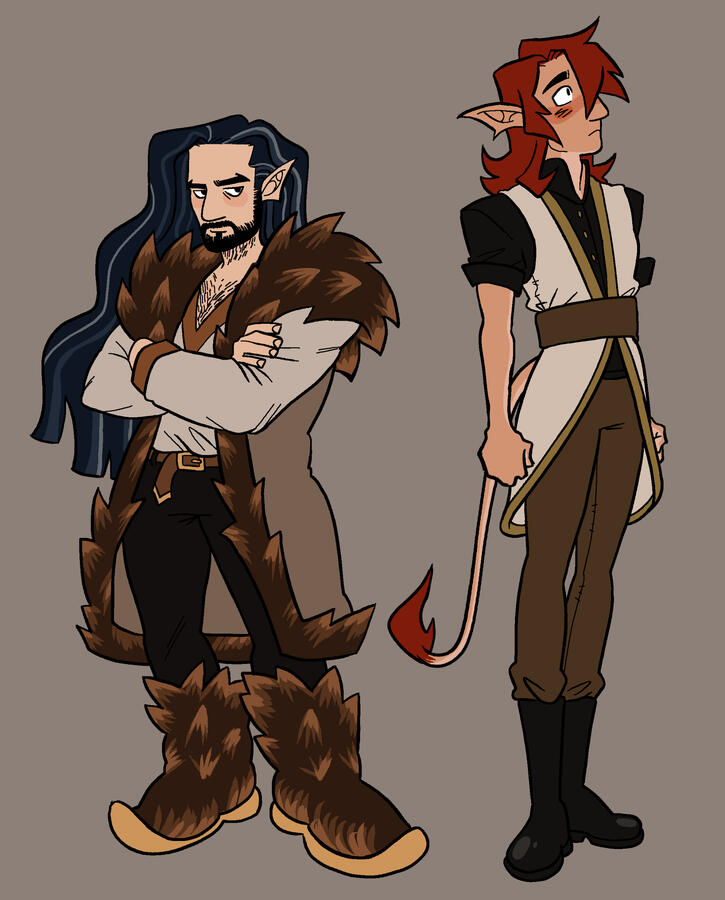 Second pass character designs of Sindyr and Malron.