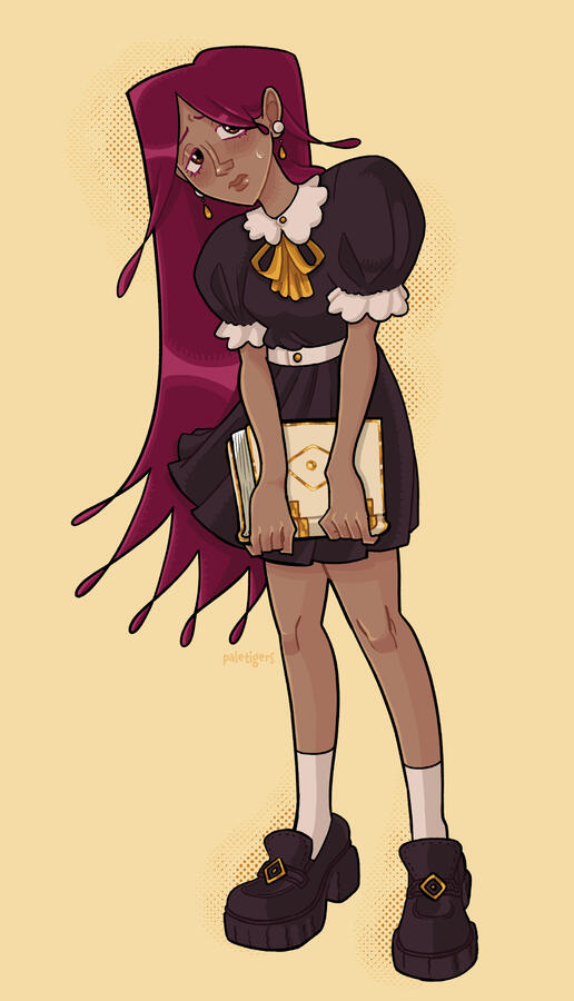 2023 Updated Character Design of Camellia, focusing highly on shape language and silhouette.