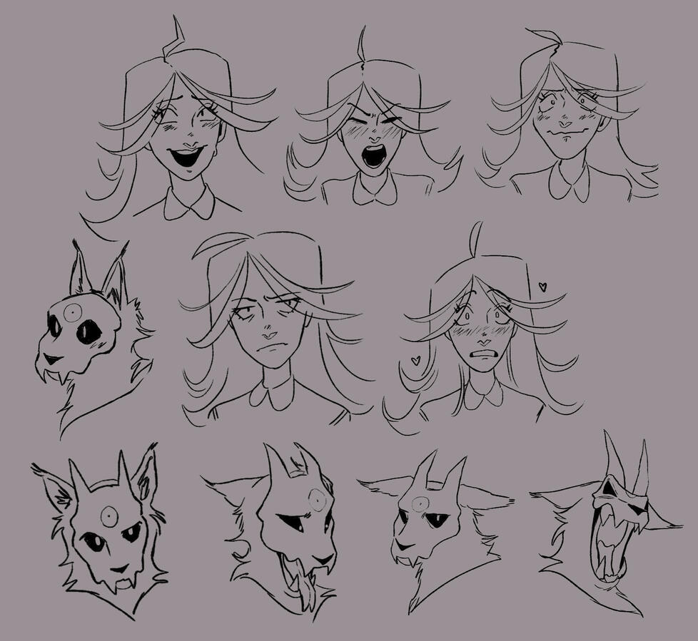 Character Expression Exploration of Camellia and The Golden Phantom.