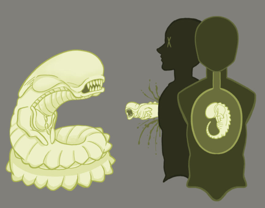 Asset of Stage Three of the Xenomorph Life Cycle, the &quot;Chest-Burster&quot;.