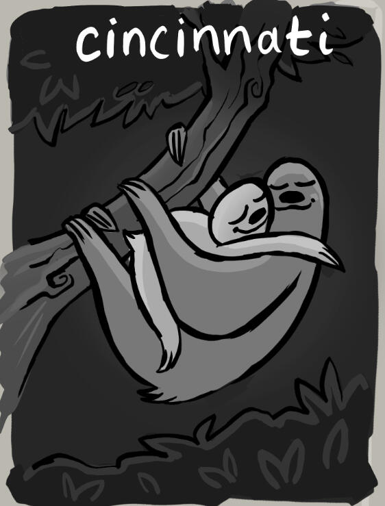 Grey-scale sketch showcasing a range in values and appealing contrast.